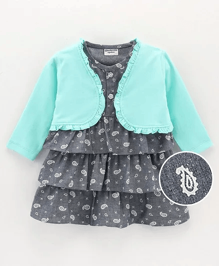 Wonderchild Full Sleeves All Over Paisley Printed Ruffled Dress - Thumbnail
