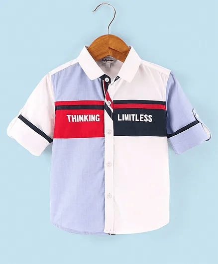 ToffyHouse Full Sleeves Shirt Text Print - White - Thumbnail