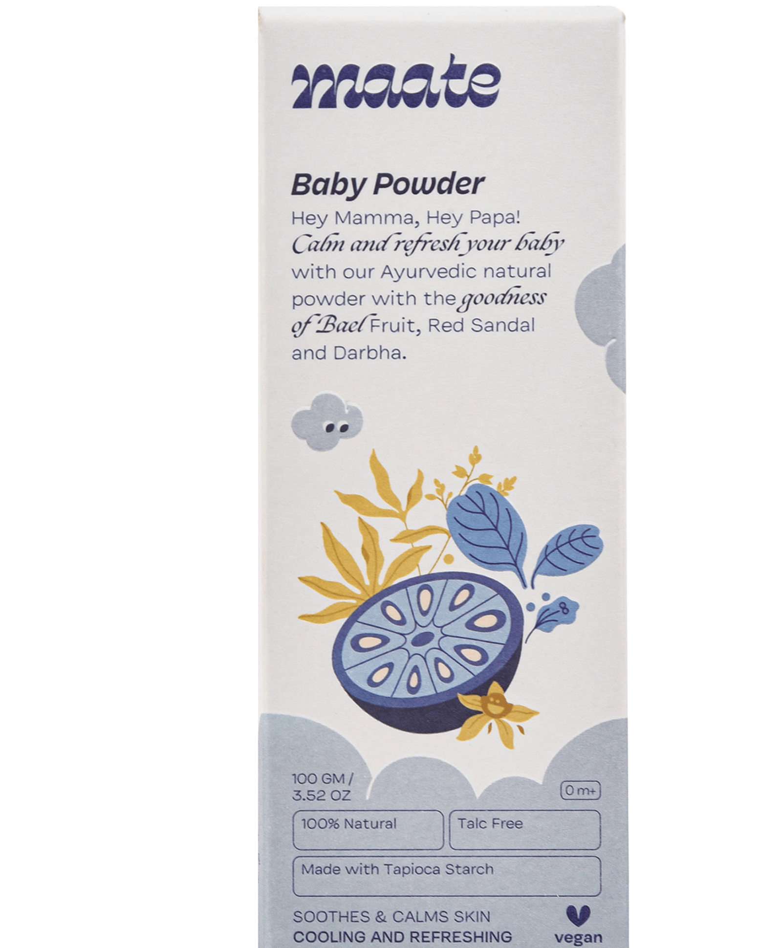 Maate Talc Free Natural & Ayurvedic Baby Powder - 100 g - Thumbnail