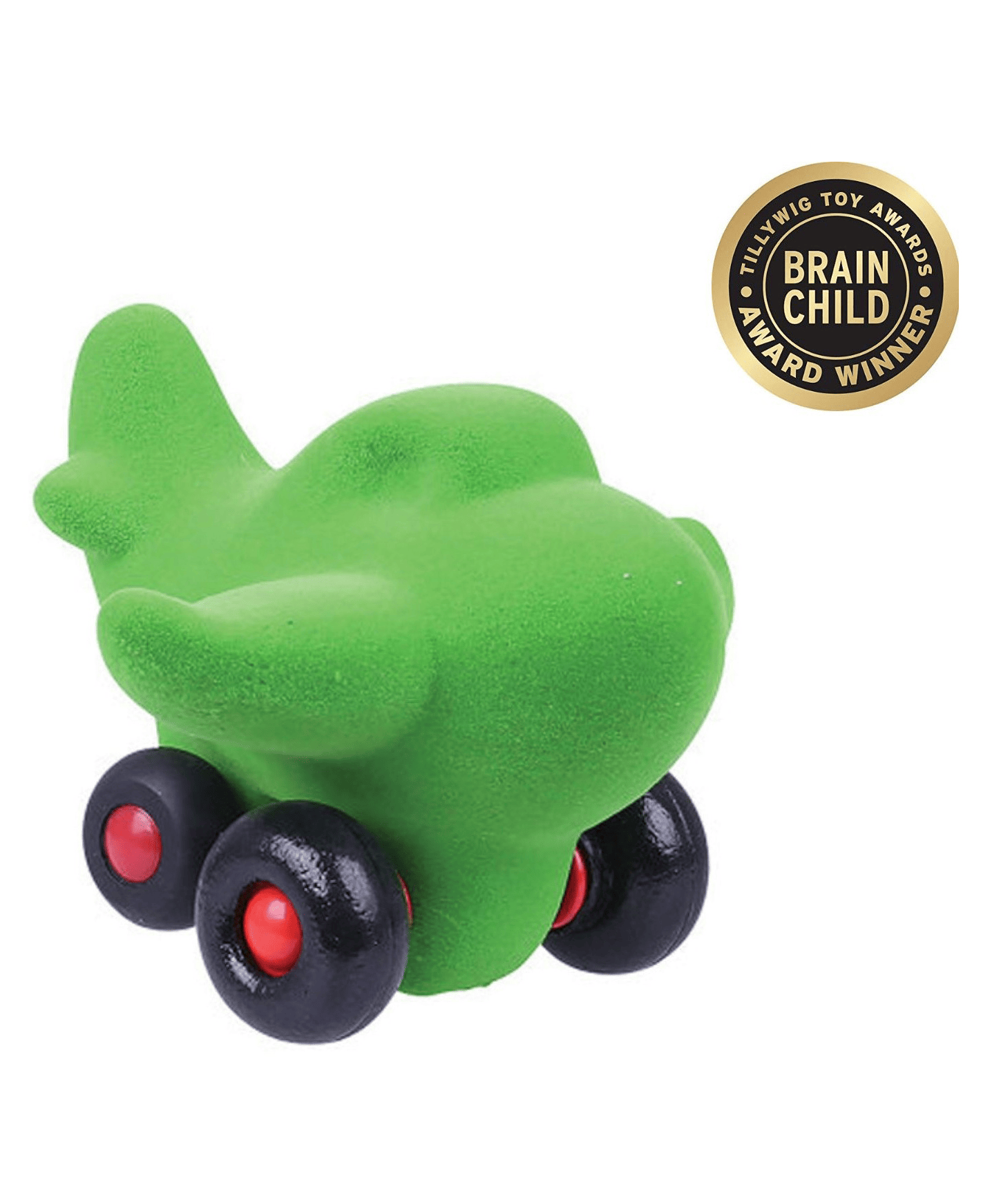 RUBBABU Natural Rubber Takota Airplane Push & Go Toy- Green - Thumbnail