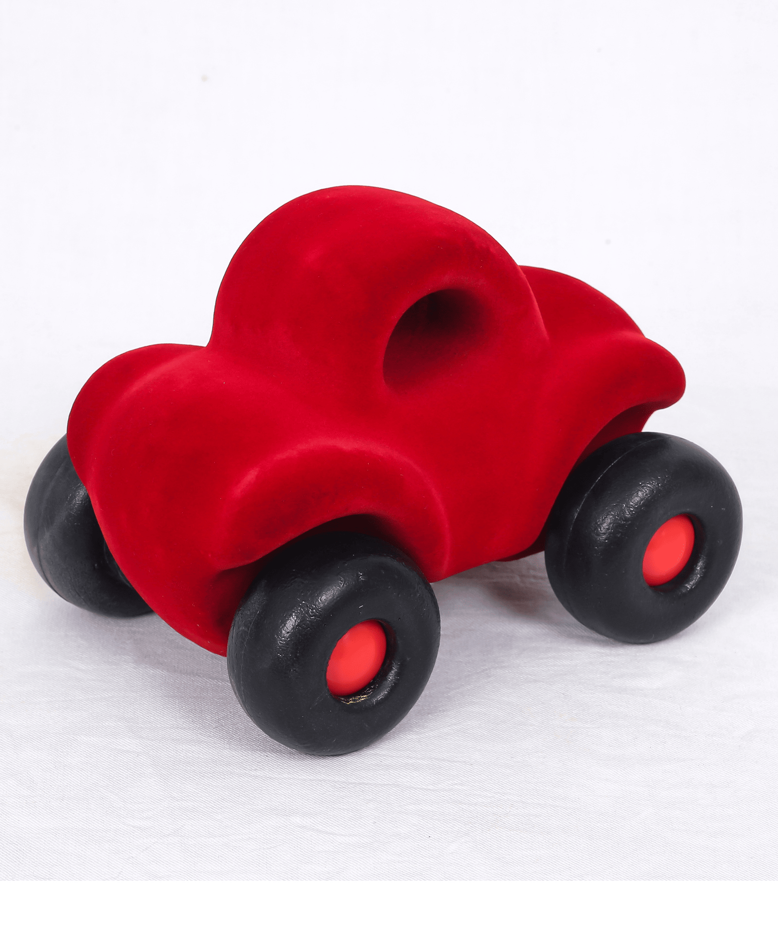 Rubbabu Natural Rubber Wholedout Car - Red - Thumbnail