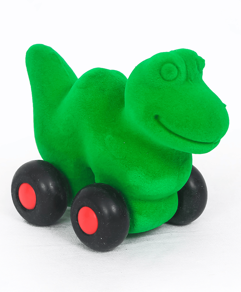 RUBBABU Natural Rubber Dinosaure Push & Go Toy - Green - Thumbnail