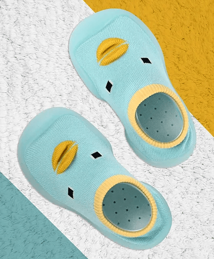 Yellow Bee Anti Skid Duck Face Design Detailed Sock Shoes - Blue - Thumbnail