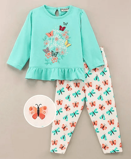 Wonderchild Full Sleeves Flower & Text Placement Printed Top - Thumbnail
