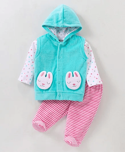 Wonderchild Full Sleeves Heart Printed Tee With Jacket - Thumbnail
