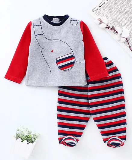 Wonderchild Full Sleeves Elephant Design Tee With Joggers - Thumbnail