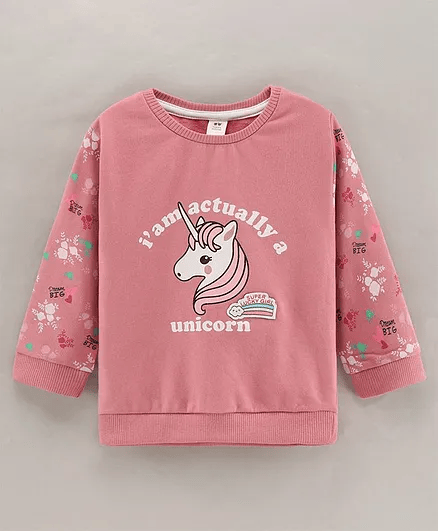 ToffyHouse Full Sleeves Light Winter Wear Top Unicorn Print - Thumbnail