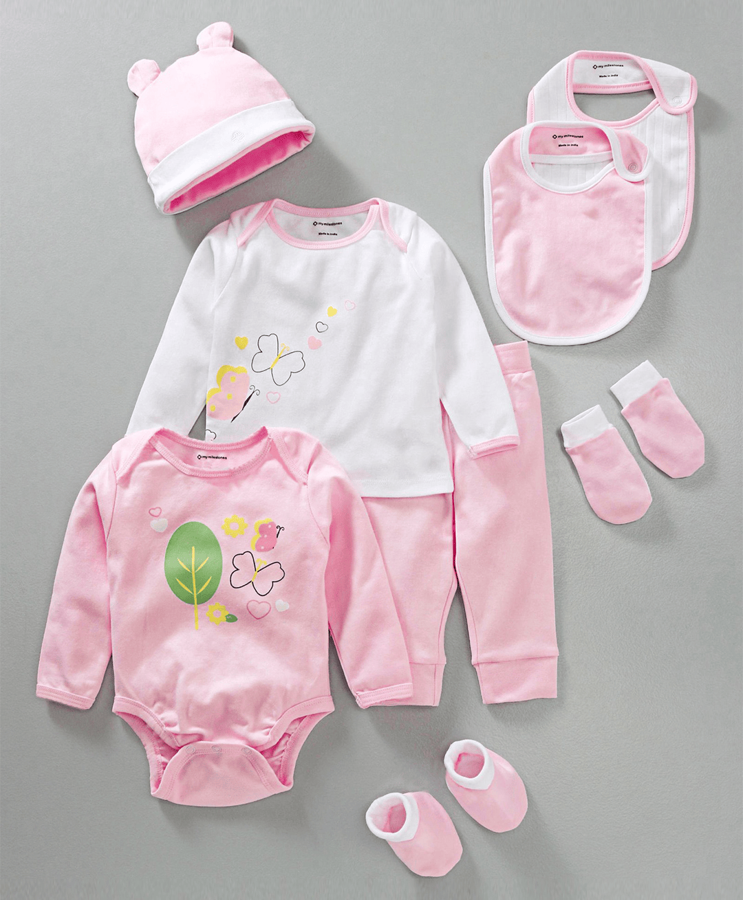 My Milestones Infant Essentials Gift Set FS Pink - 8 Pieces - Thumbnail