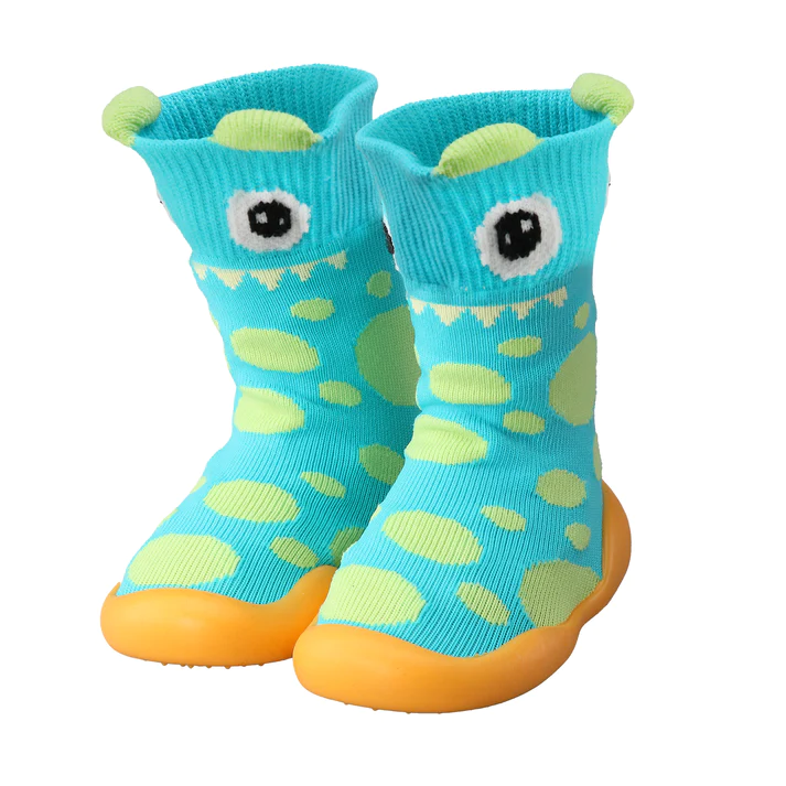 Baby Sock Shoes, Green Frog, Medium - Thumbnail