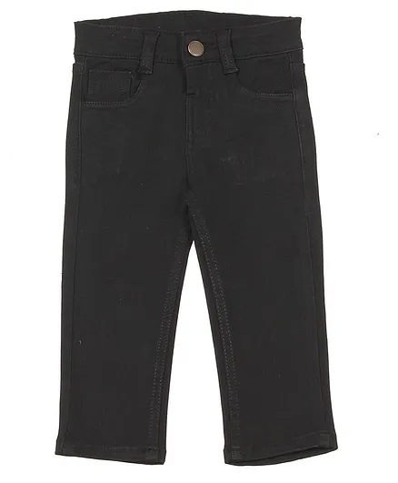 Lil Lollipop Solid Button Down Straight Fit Jeans - Black - Thumbnail