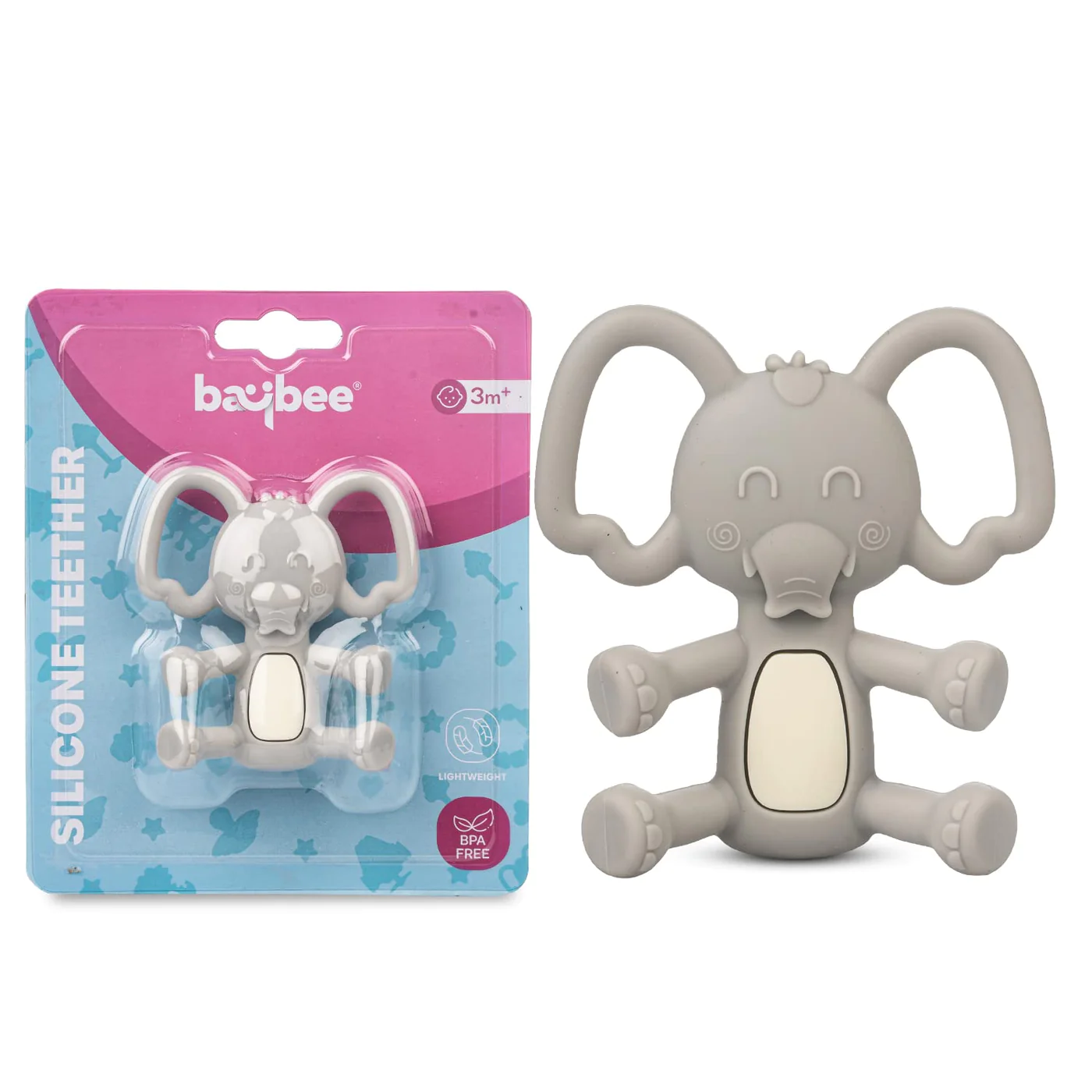 Baybee Elephant Silicone Teether for Baby, BPA Free 100% Food Grade Teether for Teething Babies Gums - Thumbnail