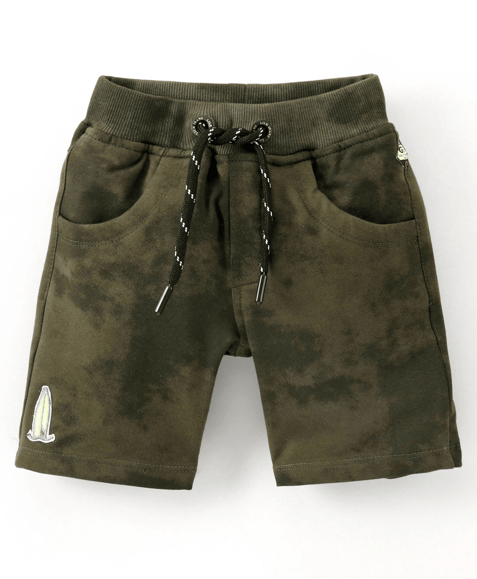 Little Kangaroos Knee Length Solid Shorts - Olive - Thumbnail