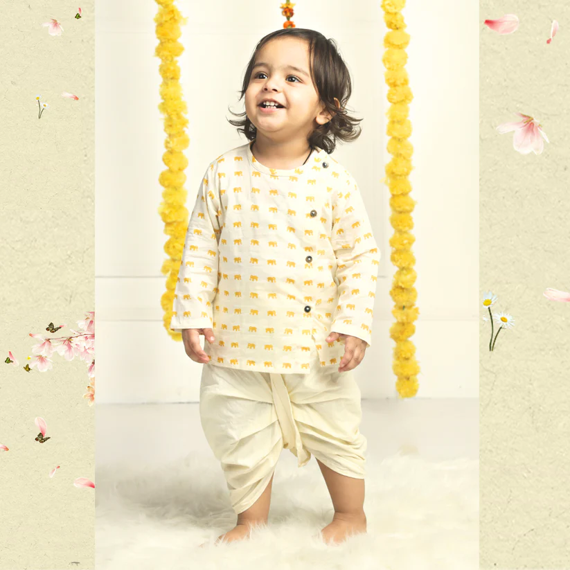 Polka Tots Dhoti Kurta Set for Boys 100% Super Soft Cotton - Thumbnail