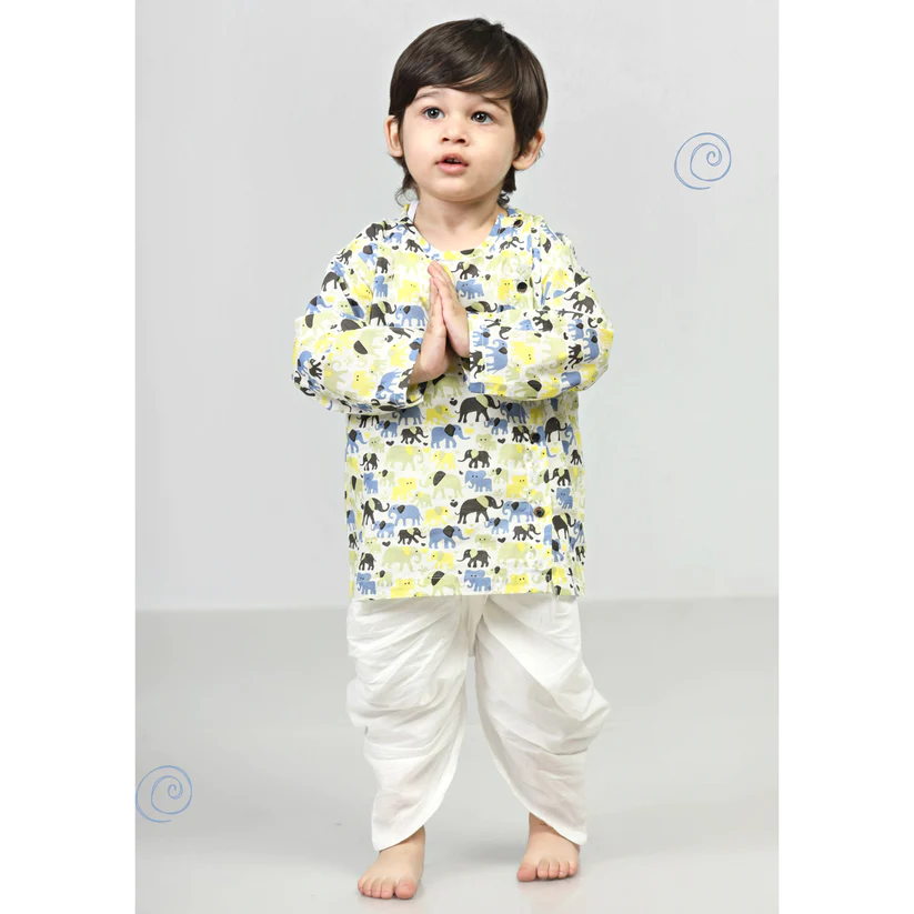 Polka Tots Dhoti Kurta Set for Boys 100% Super Soft Cotton - Thumbnail
