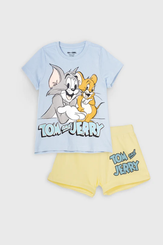 TOM AND JERRY BLUE CLASSIC SHORT SET - Thumbnail