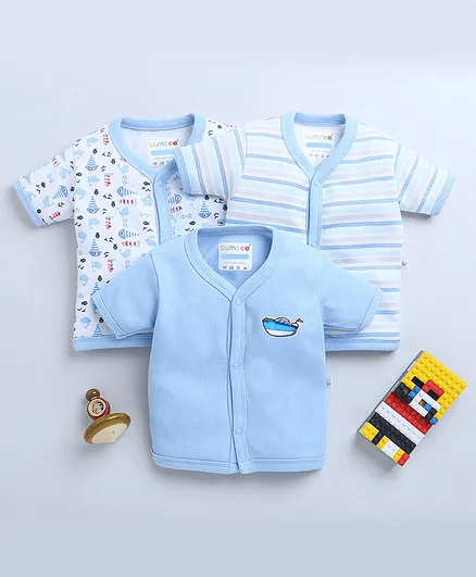 BUMZEE Pack Of 3 Jhablas - Sky Blue & White - Thumbnail