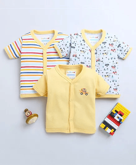 BUMZEE Pack Of 3 Jhablas - Sky Blue & Yellow - Thumbnail