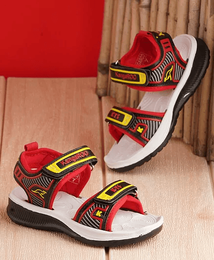 KATS Funky Text Striped Sandals - Red - Thumbnail