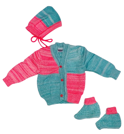 Little angels Neon pink + green sweater set for baby- boys tooti fruity - Thumbnail