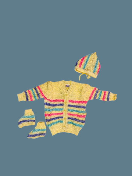 Little angels yellow sweater three piece for boy & baby-HDCM - Thumbnail