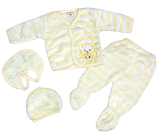 Baby's love baby naturelle set n suit for kids color-white & yellow-stripe pattern - Thumbnail