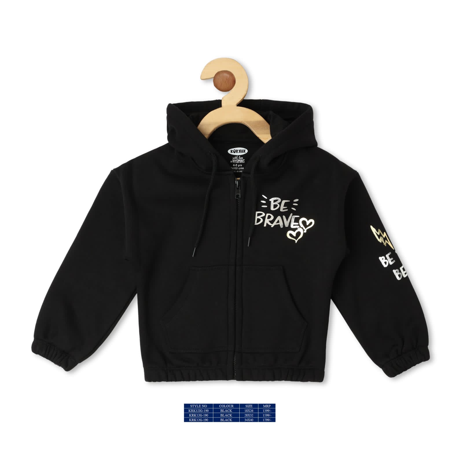 Vitamins Full Sleeves Hooded Sweatshirt - Black - Thumbnail