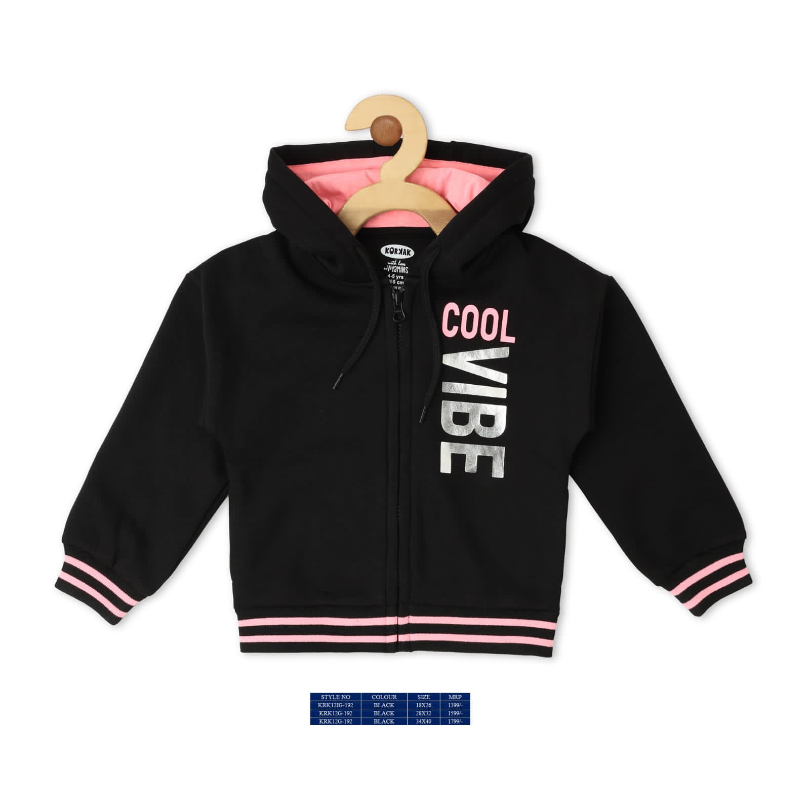 Vitamins Full Sleeves Hooded Sweatshirt - Black - Thumbnail
