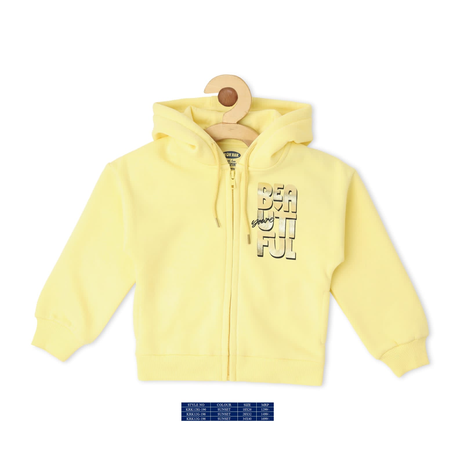 Vitamins Full Sleeves Hooded Sweatshirt - Yellow - Thumbnail