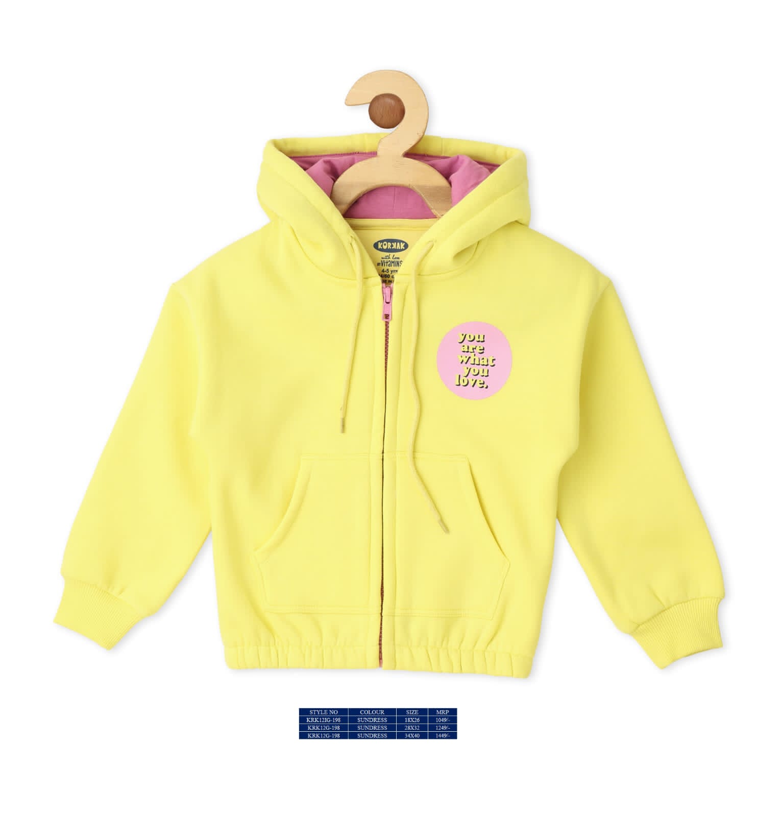 Vitamins Full Sleeves Hooded Sweatshirt - Yellow - Thumbnail