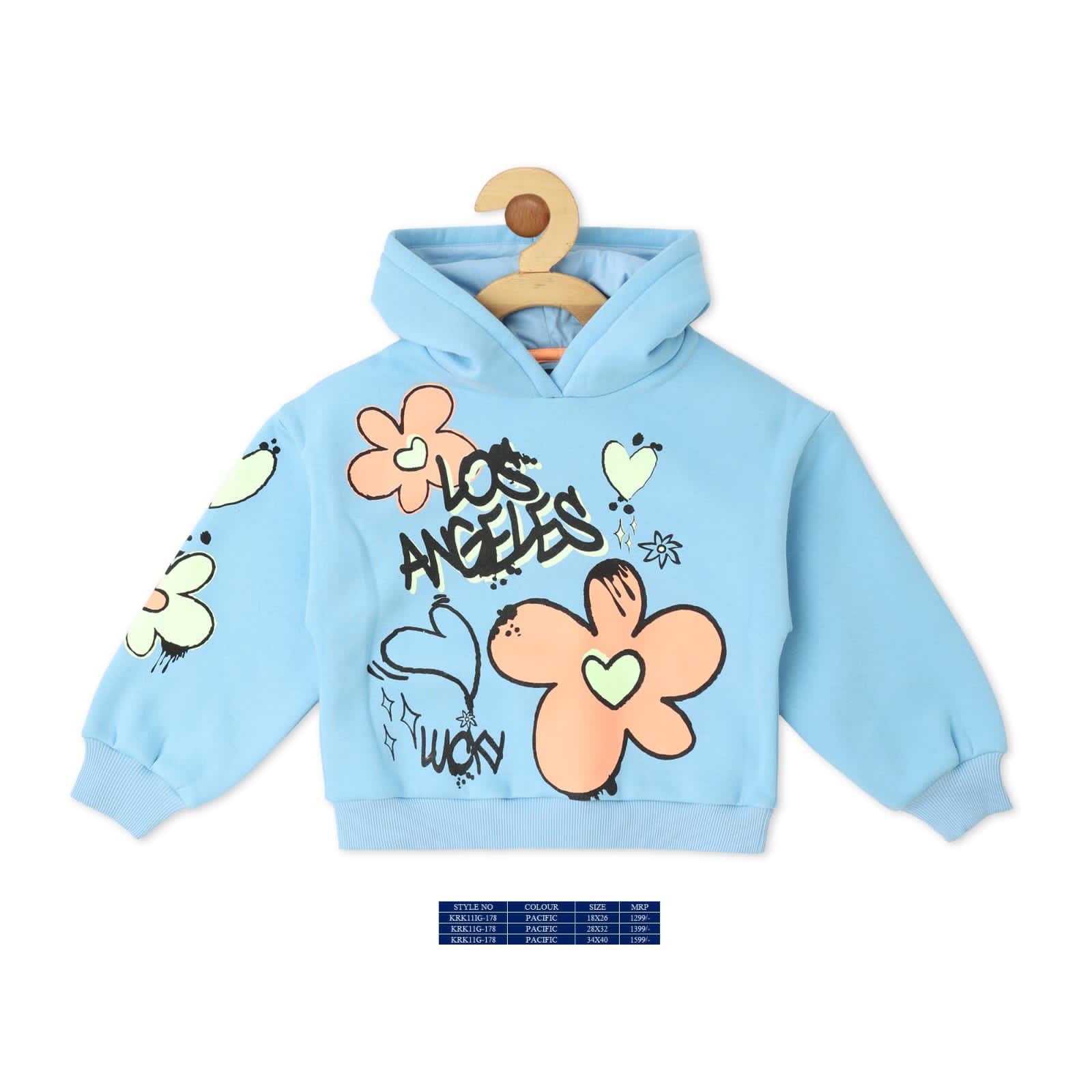Vitamins Full Sleeves Hooded Sweatshirt - Sky Blue - Thumbnail