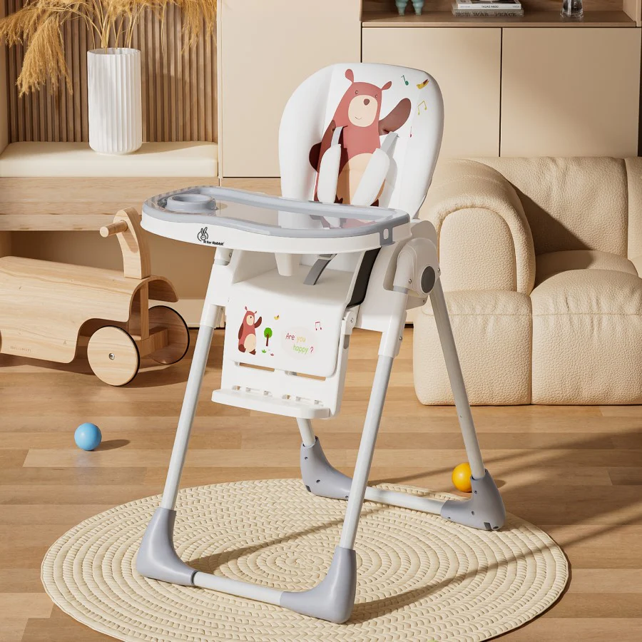 R for Rabbit Marshmallow Lite High Chair - 6 Level Height Adjustment, 3 Recline Modes, Adjustable & Removable Meal Tray - Thumbnail