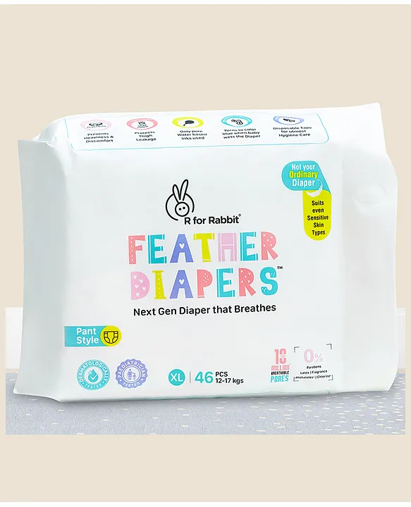 R for Rabbit Pant Style Feather Diapers Extra Large - 46 Pieces - Thumbnail