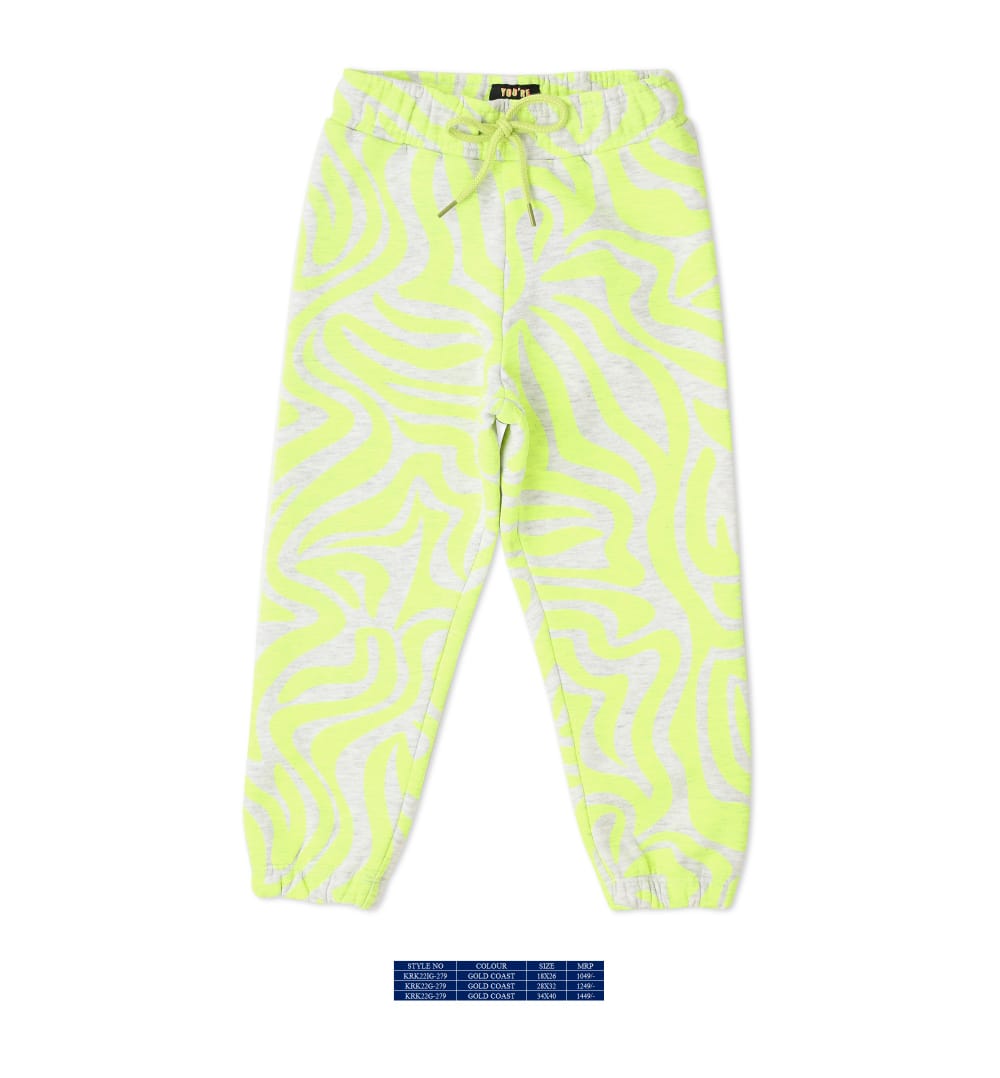 Vitamins Full Length Fleece Lounge Pant - Grey & Yellow - Thumbnail