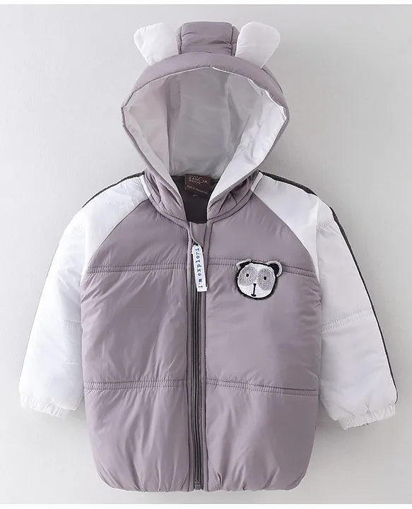 Little Kangaroos Full Sleeves Jacket - White - Thumbnail