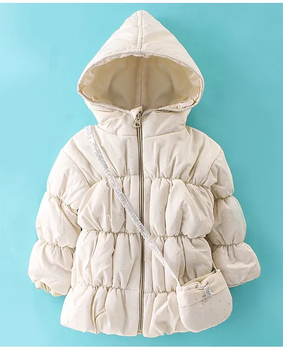 Little Kangaroos Full Sleeves Hooded Jacket - Butter - Thumbnail