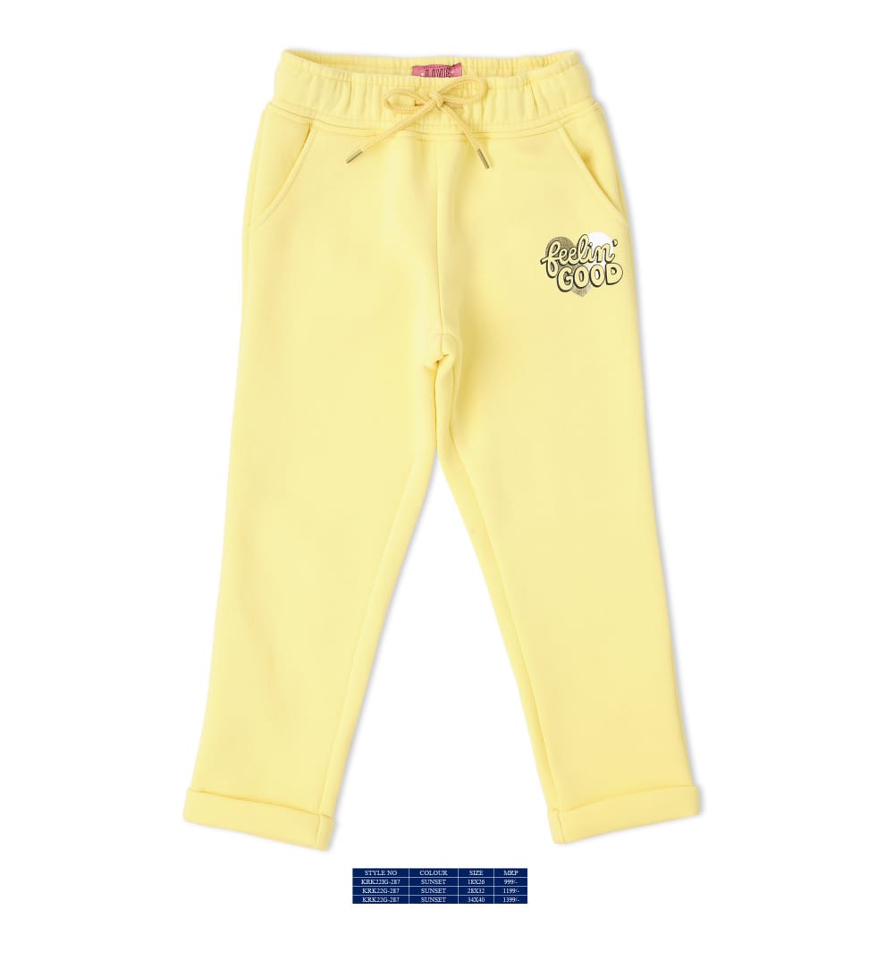 Vitamins Full Length Fleece Lounge Pant - Yellow - Thumbnail