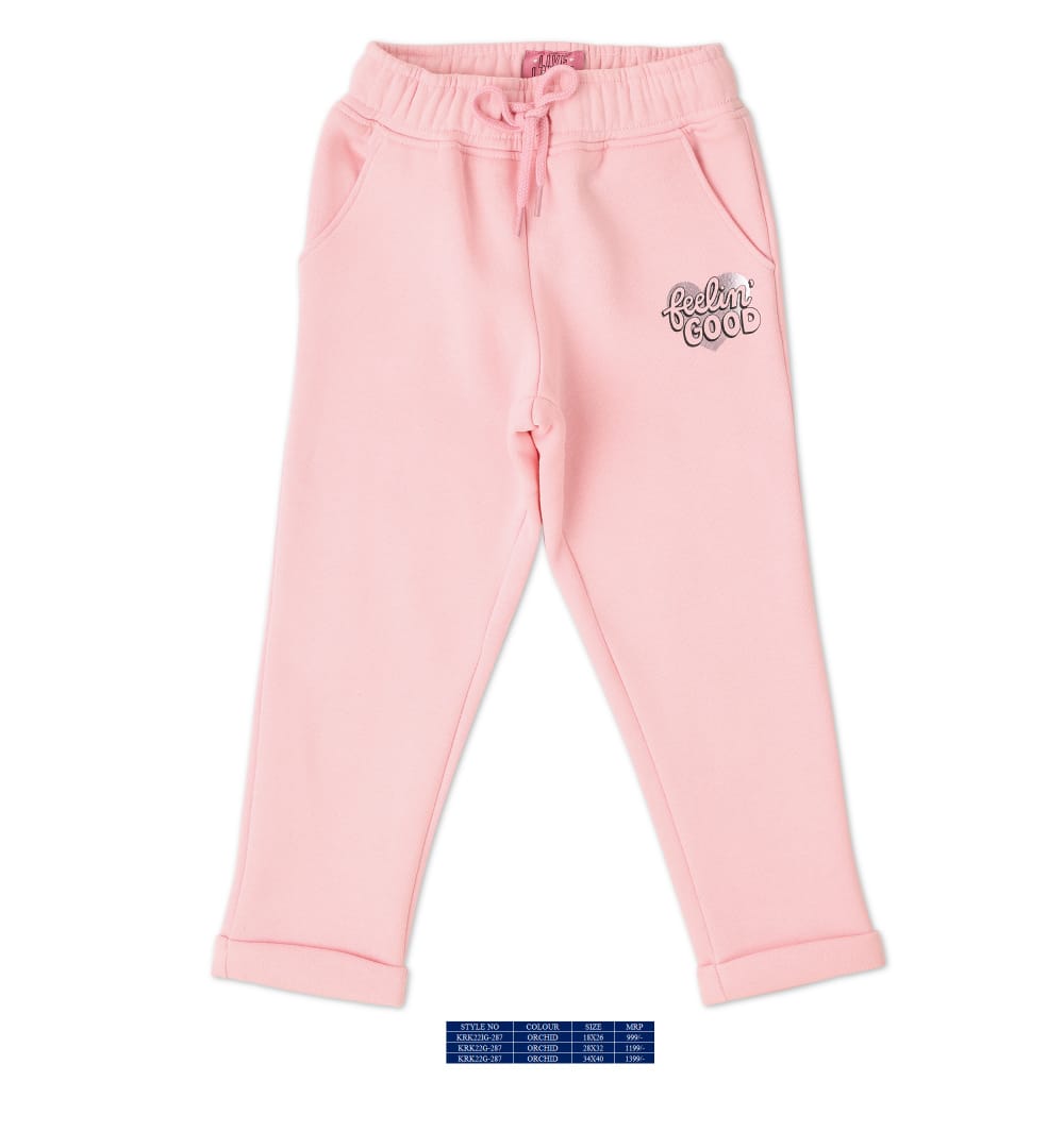 Vitamins Full Length Fleece Lounge Pant - Pink - Thumbnail