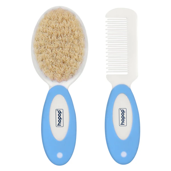 Hopop Natural Soft Bristle Hair Brush & Rounded Teeth Comb Set - Thumbnail