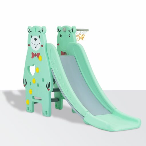 Star and Daisy Indoor Outdoor Portable Slides for Kids – Bear Themes Baby’s Slider With Basketball Net – StarAndDaisy - Thumbnail