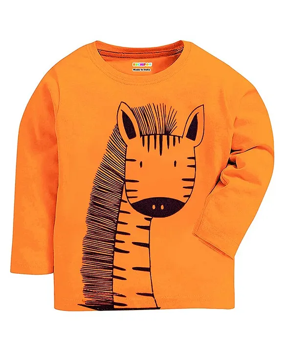 KUCHIPOO Cotton Full Sleeves T-Shirt Orange - Thumbnail