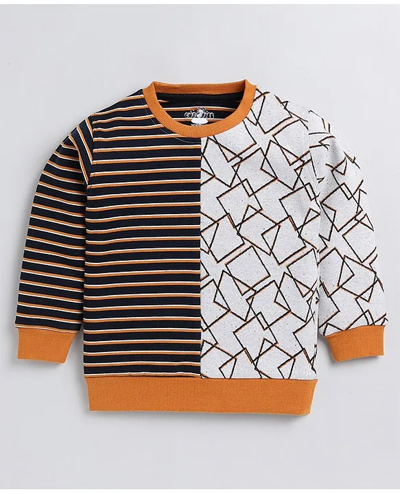 CUTOPIES Full Sleeves Fleece Sweatshirt -Mustard Yellow - Thumbnail