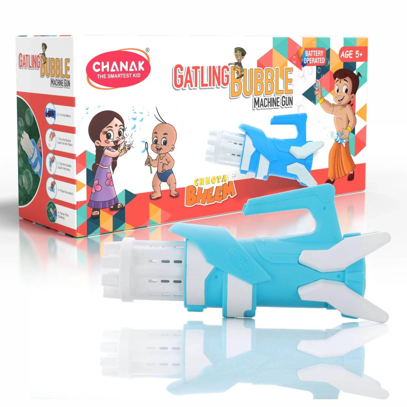 Chanak Gatling Bubble Maker Automatic Toy-Gun for Kids (Sky Blue) - Thumbnail