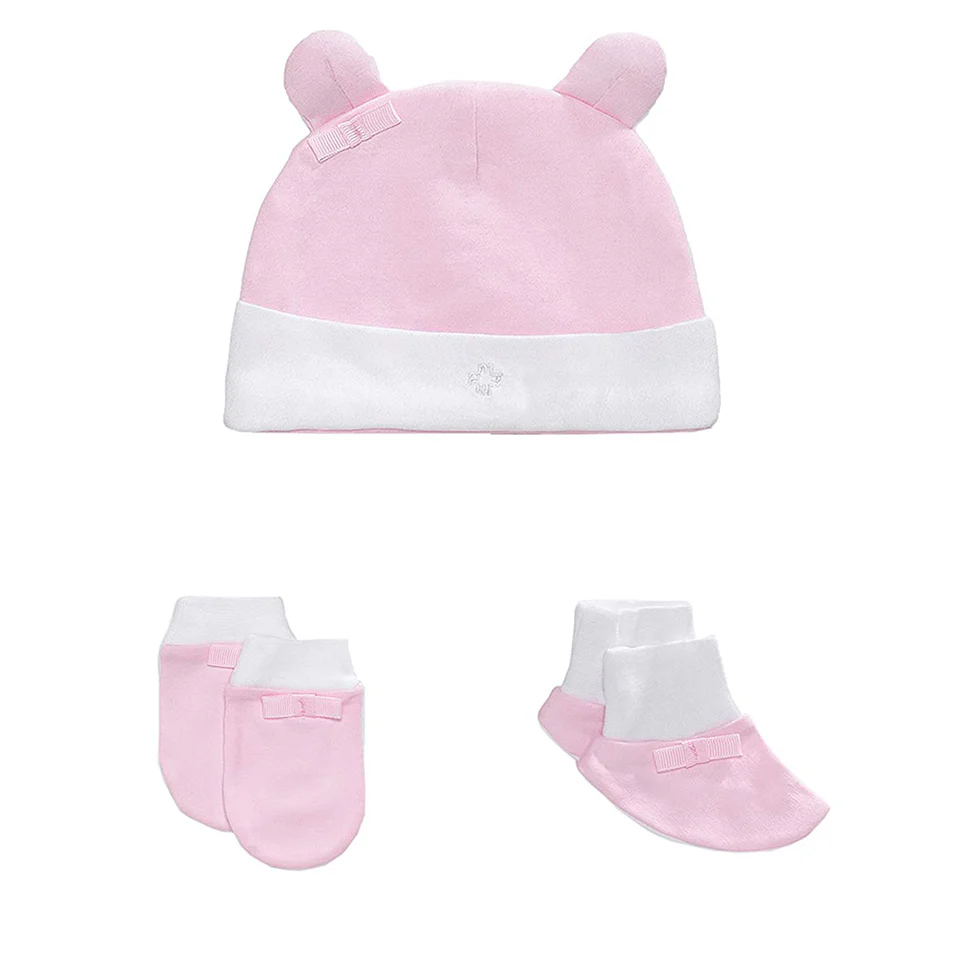 My Milestones Accessories (Cap, Mittens, Booties) Gift Set 3 Pcs - Girls - Pink - Thumbnail