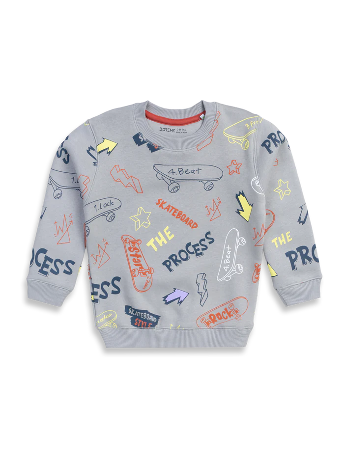 Doreme Baby Boys Printed Sweatshirt - Concrete - Thumbnail