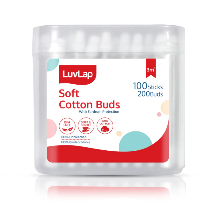 Baby Comfy Safety Tip Cotton Buds ,100 Sticks, White - Thumbnail