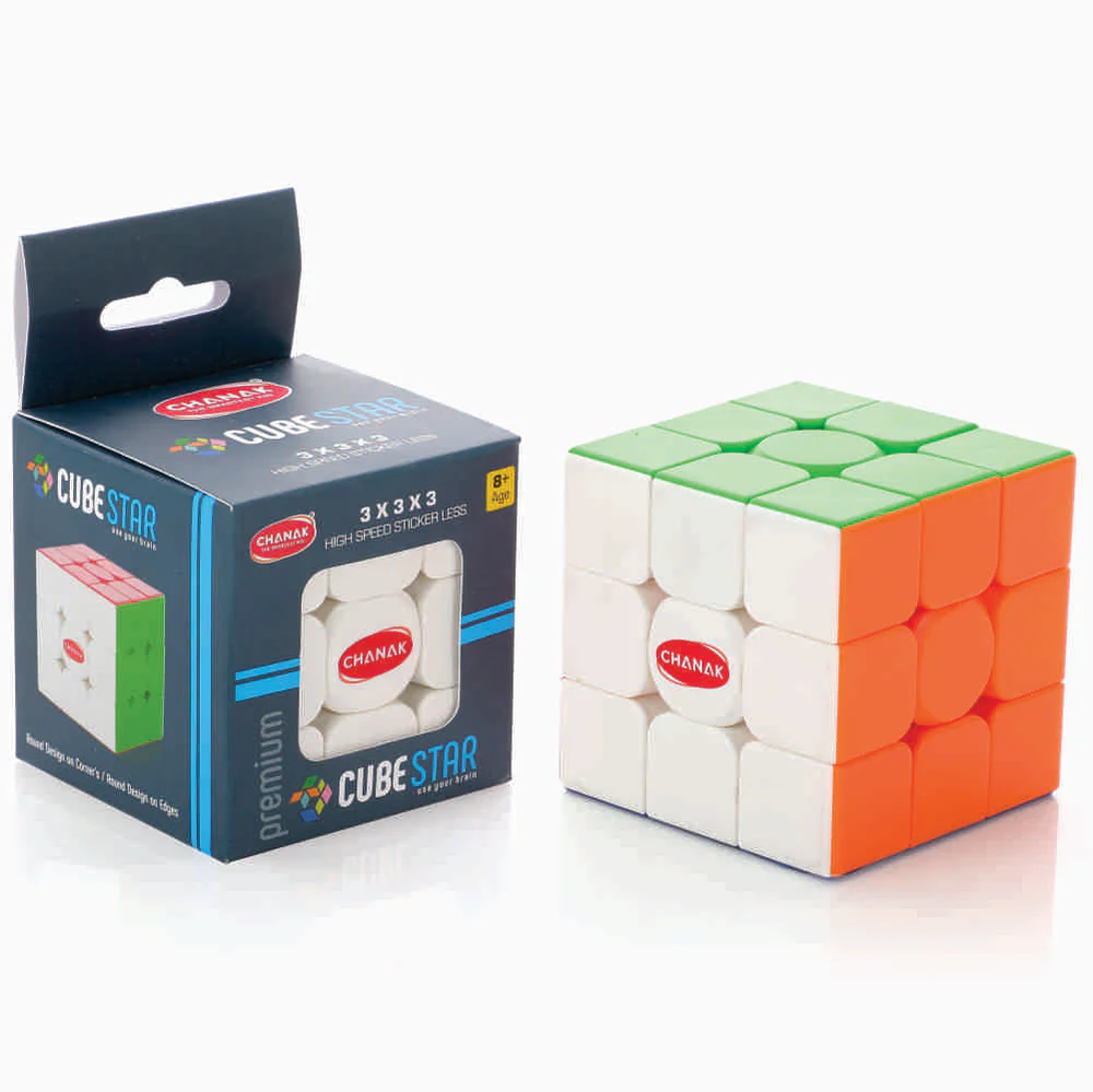 Chanak Cubestar 3x3 Highspeed Stickerless Cube Rubic Puzzle for Kids - Thumbnail