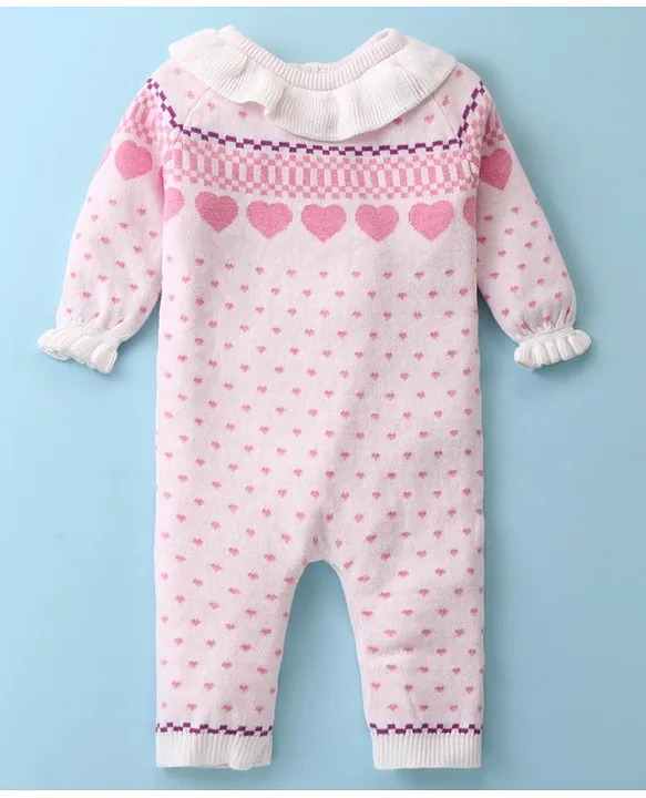 Toffy House Knitted Full Sleeves Sweater Romper - Pink - Thumbnail