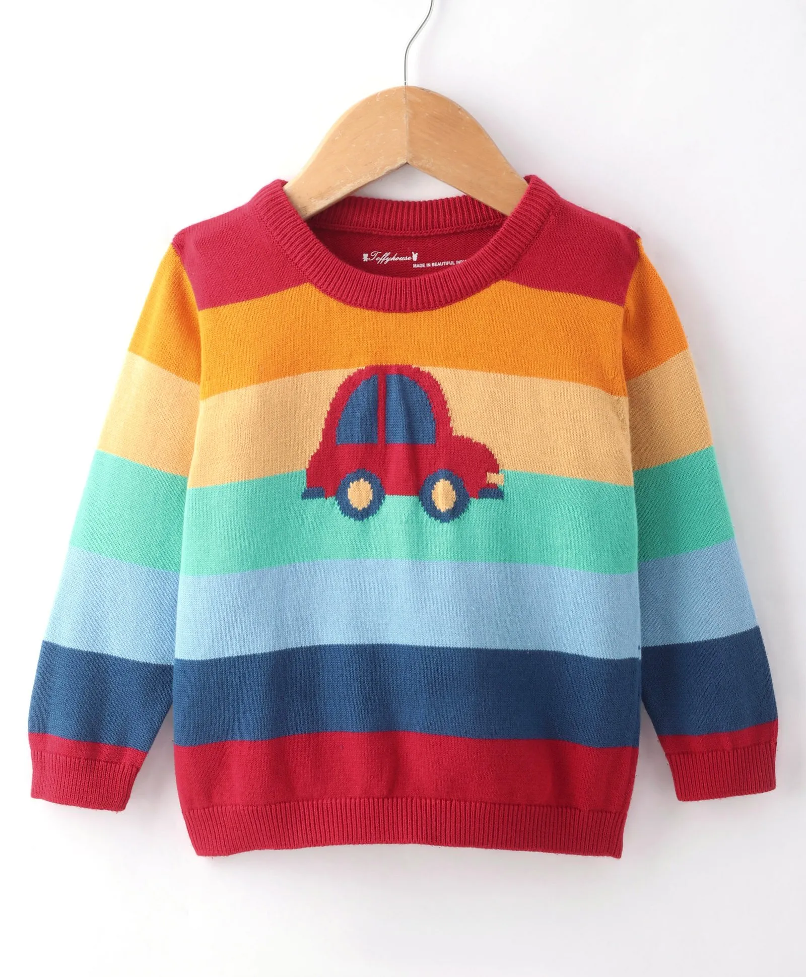 Toffy House Knitted Full Sleeves Sweater- Multicolor - Thumbnail