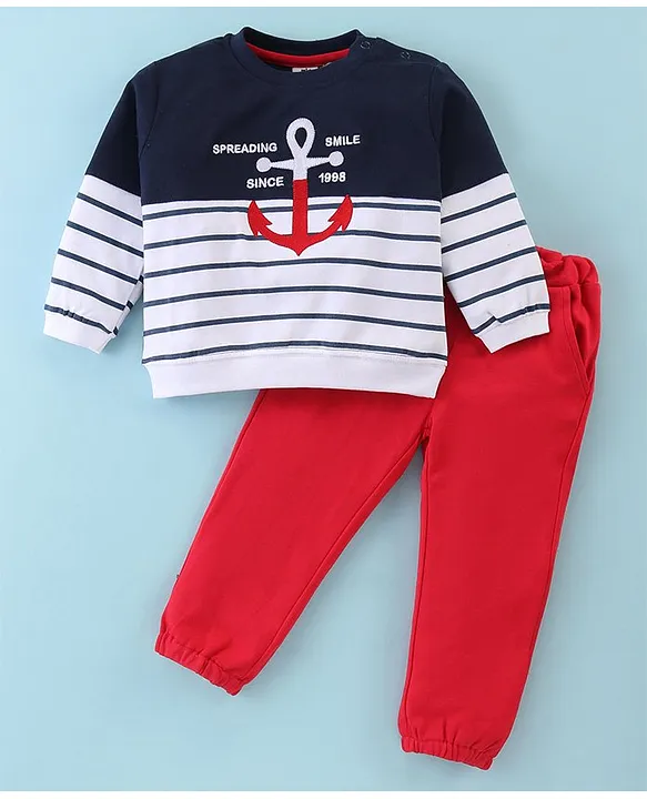 ToffyHouse Cotton Knit Full Sleeves T-Shirt & Lounge Pants Set - Thumbnail